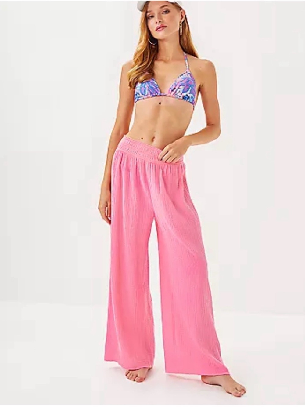 NWT. Lilly Pulitzer Pink Gauze Wide Leg Enzo Pant. Size XS